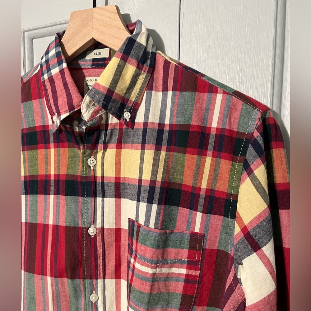 J. Crew Men’s Slim Fit size Small Madras Button-Down